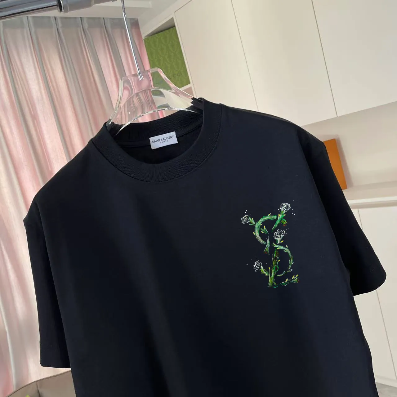 YSL* 2026 New Arrival logo 300g t Same Style Size：S M L XL XXL ：Black White Green Purple